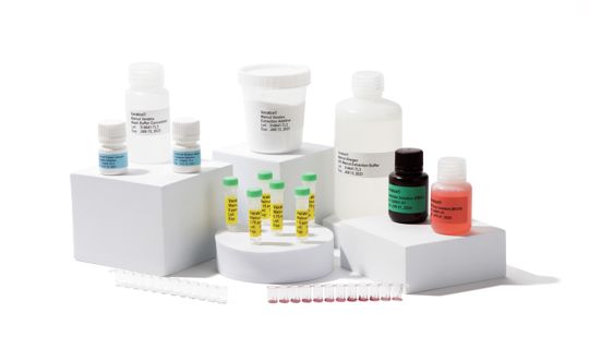 Veratox® ELISA allergen test kit components, including reagents, controls, microtiter strips, and sample preparation materials for food allergen testing.