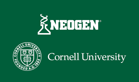 Logos for Neogen Corporation and Cornell University, partners on the Environmental Monitoring Handbook for food safety.